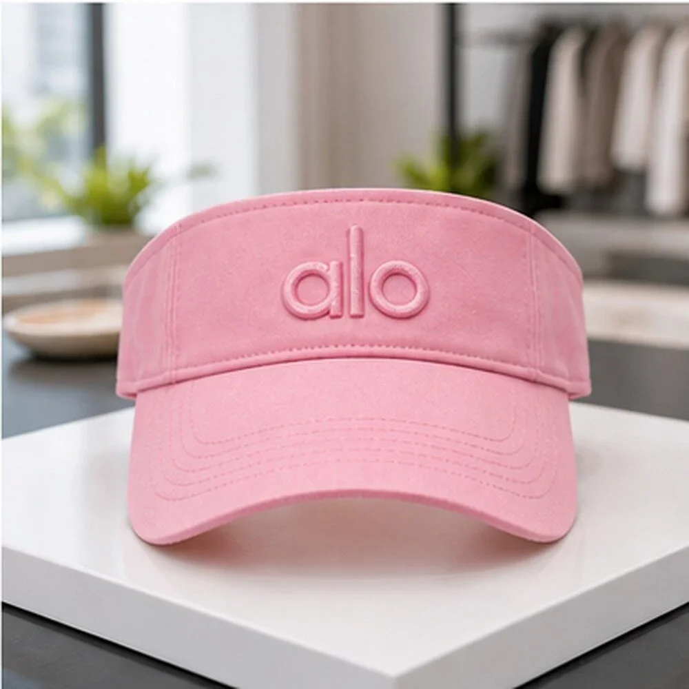 ALO Yoga Pink Pilates Open Top Visor Hat Logo